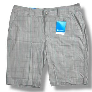 Columbia Womens Blackberry Ridge Bermuda Shorts Plaid Gray Blue Size 14